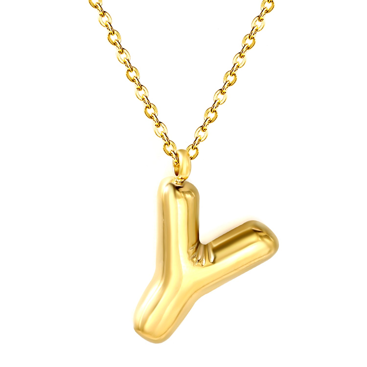 A~Z Bubble Letter Pendant Necklace 45+5cm asonjewelry